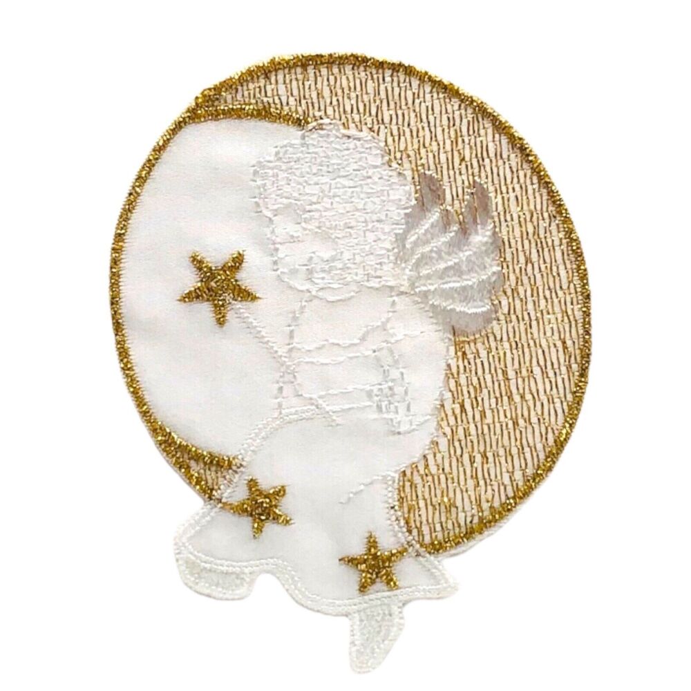 Europa Imports Angel Cherub Baby Christmas Lace Metallic Gold Appliqué Patch NEW